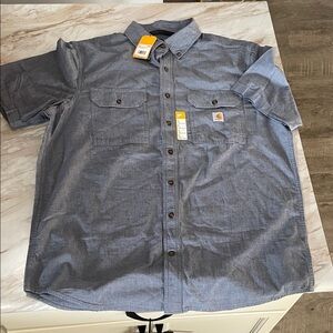 Carhartt Men's Casual Blue/Gray Button Down Shirt